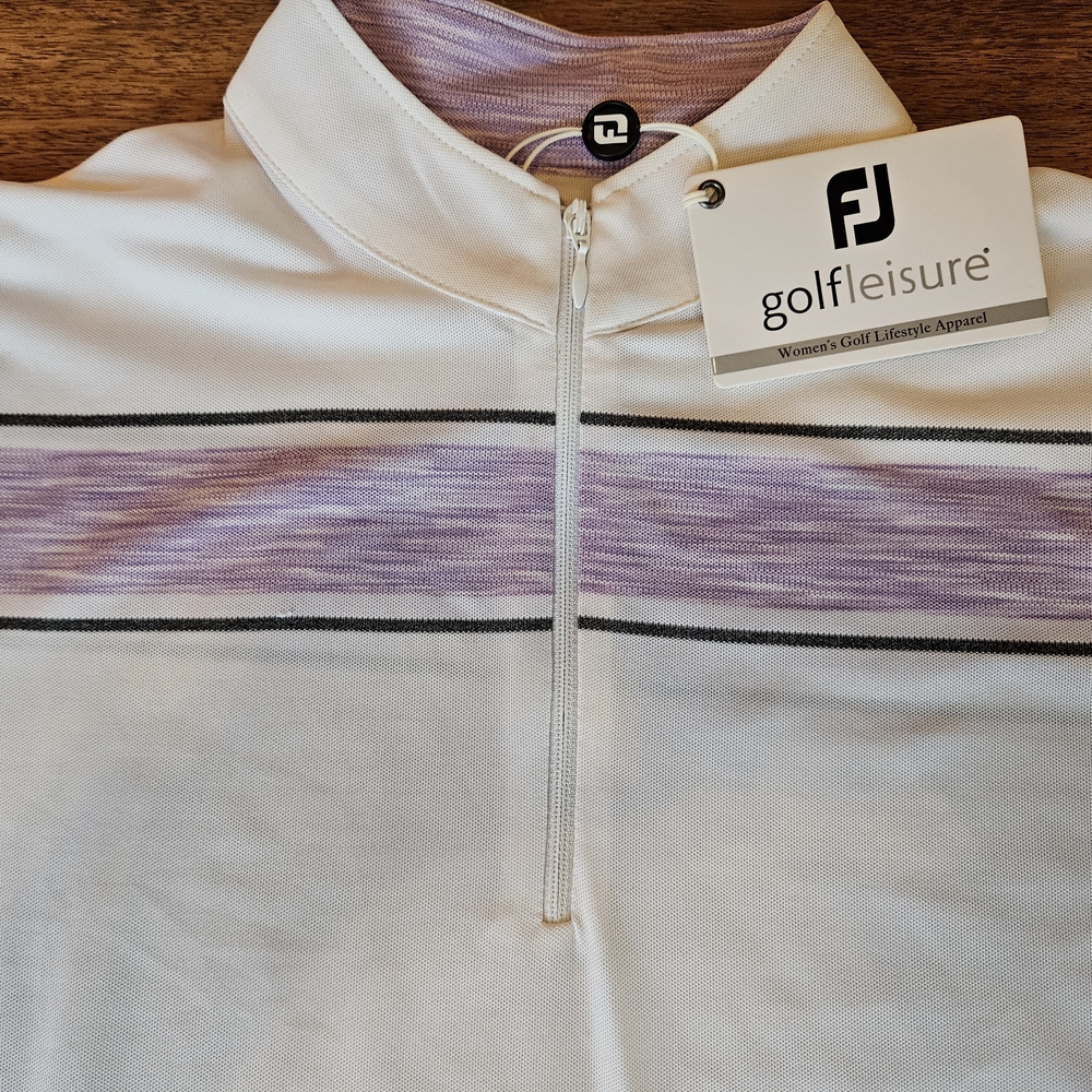 FootJoy Women's White and Purple Golf Pullover
